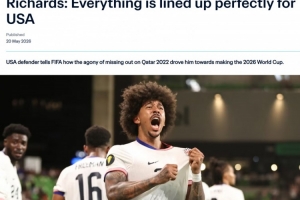 美国后卫理查兹谈世界杯：代表国家队出战意义重大，我非常自豪